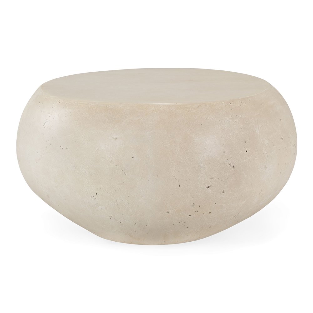 Denny - Modern Beige Fiberform Large Oval Coffee Table. Picture 4