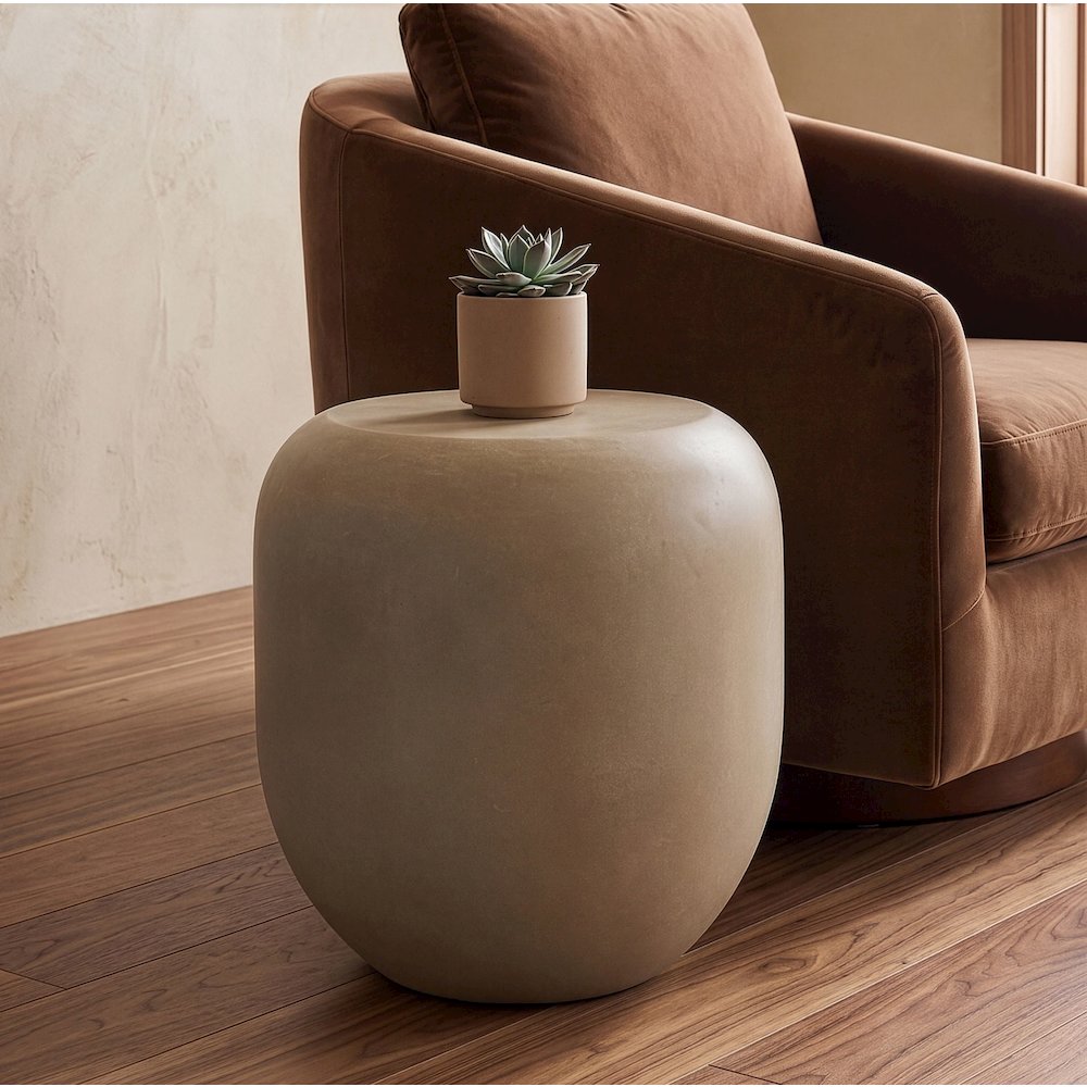 Denny - Modern Beige Fiberform End Table. Picture 2