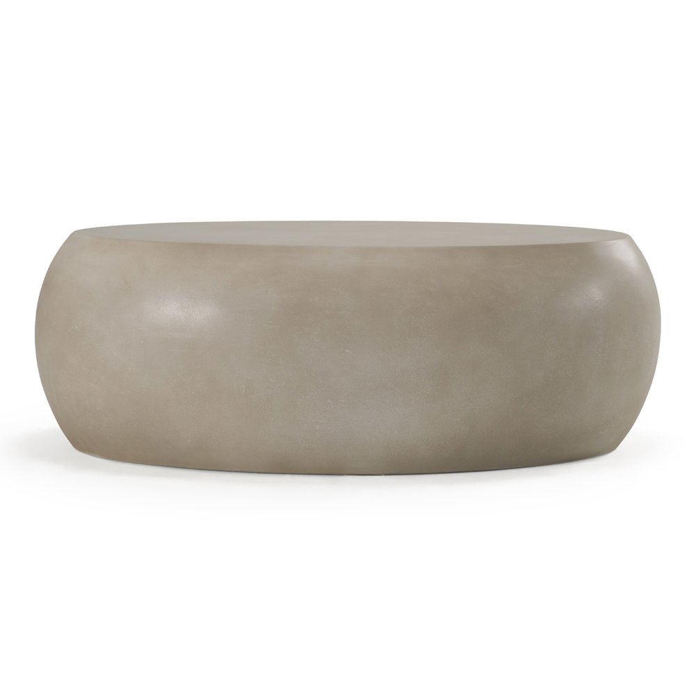 Denny - Modern Beige Concrete Oval Coffee Table. Picture 1