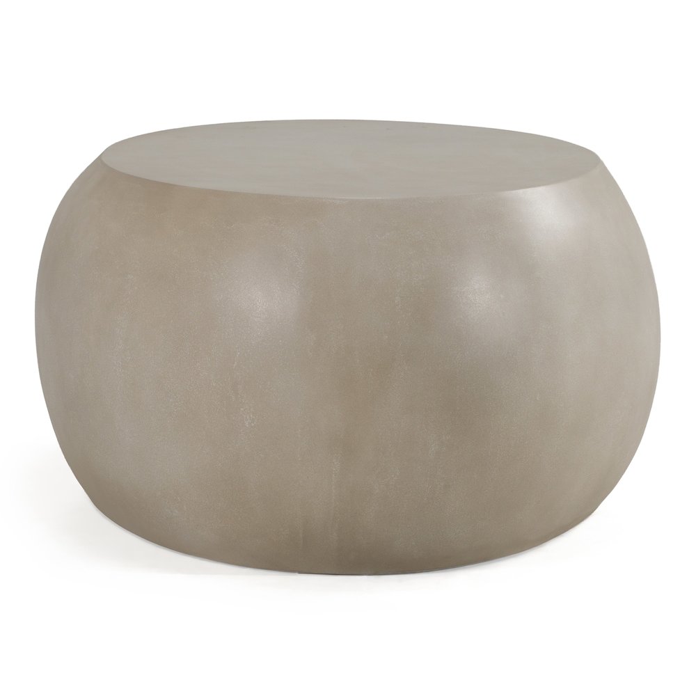 Denny - Modern Beige Concrete Oval Coffee Table. Picture 2