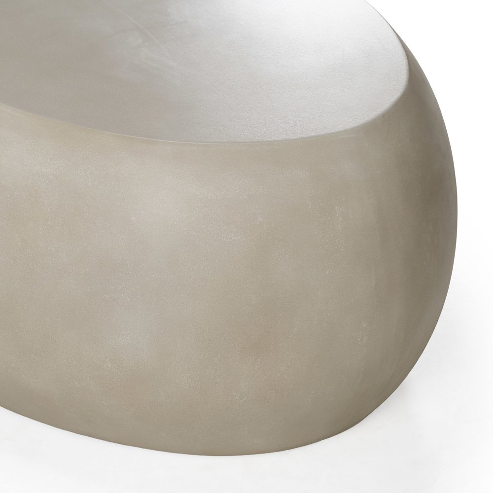 Denny - Modern Beige Concrete Oval Coffee Table. Picture 3