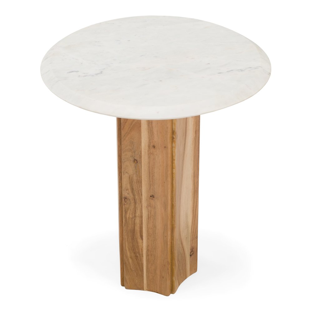 Dillinger - Modern White Marble Mango Wood End Table. Picture 2