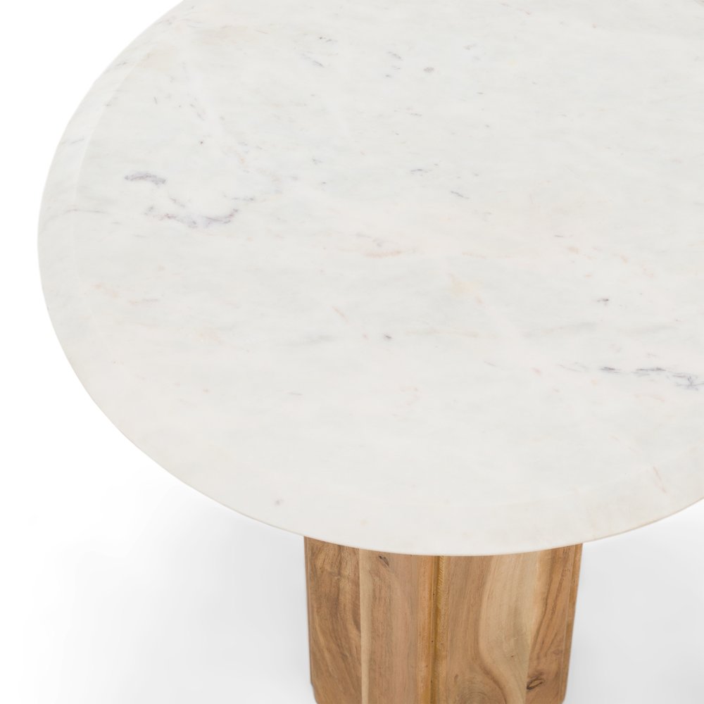 Dillinger - Modern White Marble Mango Wood End Table. Picture 3