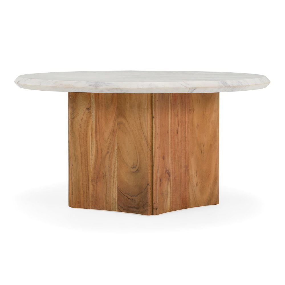 Dillinger - Modern White Marble Mango Wood Coffee Table. Picture 1