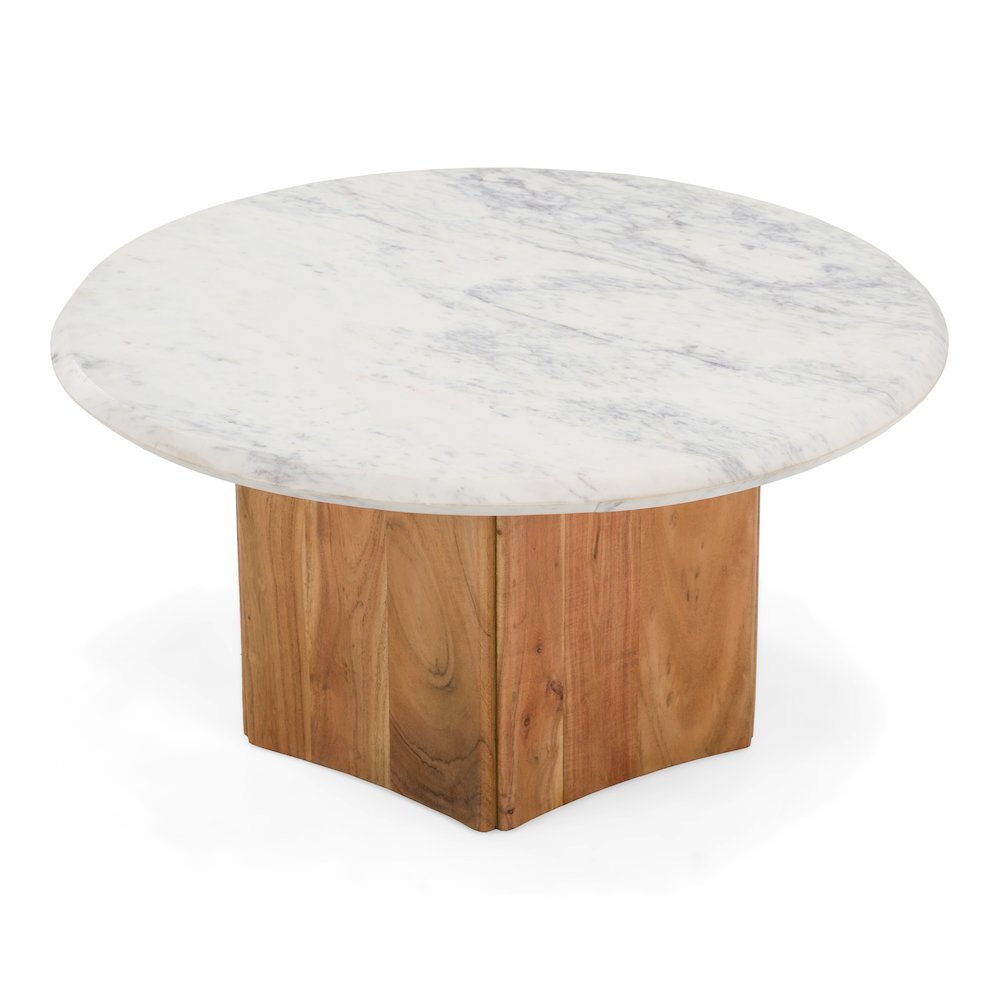 Dillinger - Modern White Marble Mango Wood Coffee Table. Picture 2