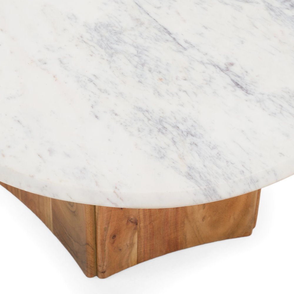 Dillinger - Modern White Marble Mango Wood Coffee Table. Picture 3