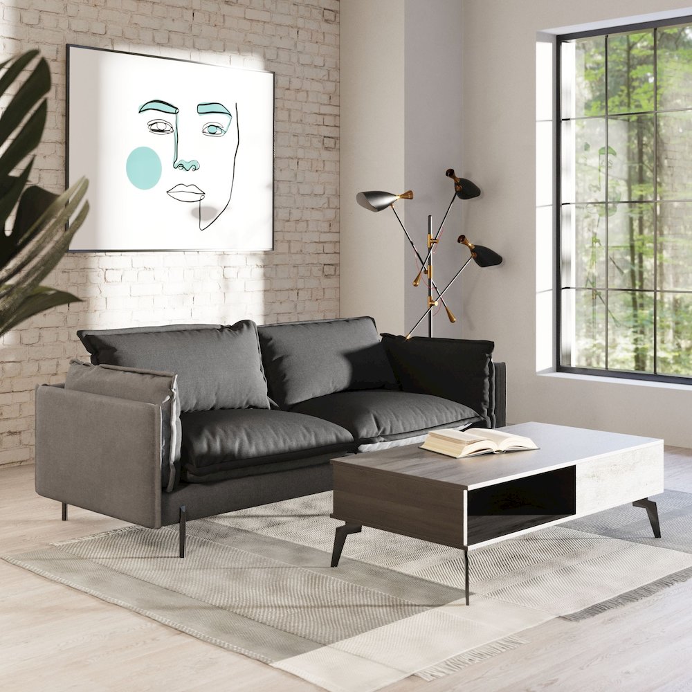 Divani Casa Mars - Modern Grey & Dark Grey Fabric Sofa. Picture 3
