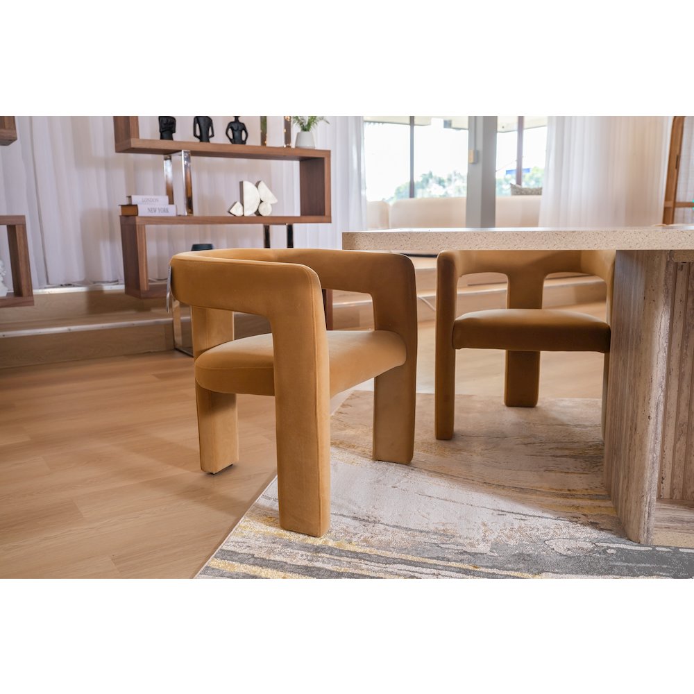 Modrest Cherish - Modern Tan Fabric Dining Chair. Picture 7