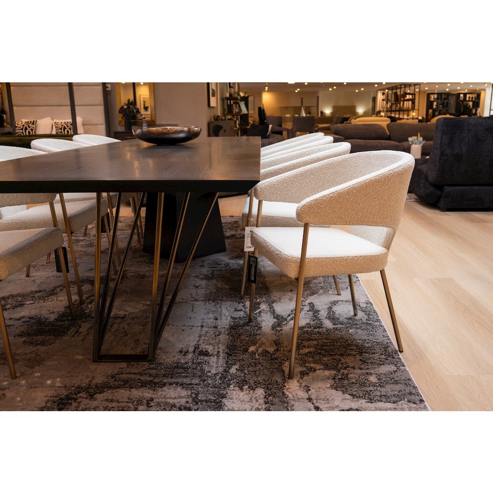 Modrest Claudine - Modern Light Grey Fabric & Antique Brass Dining Chair. Picture 7