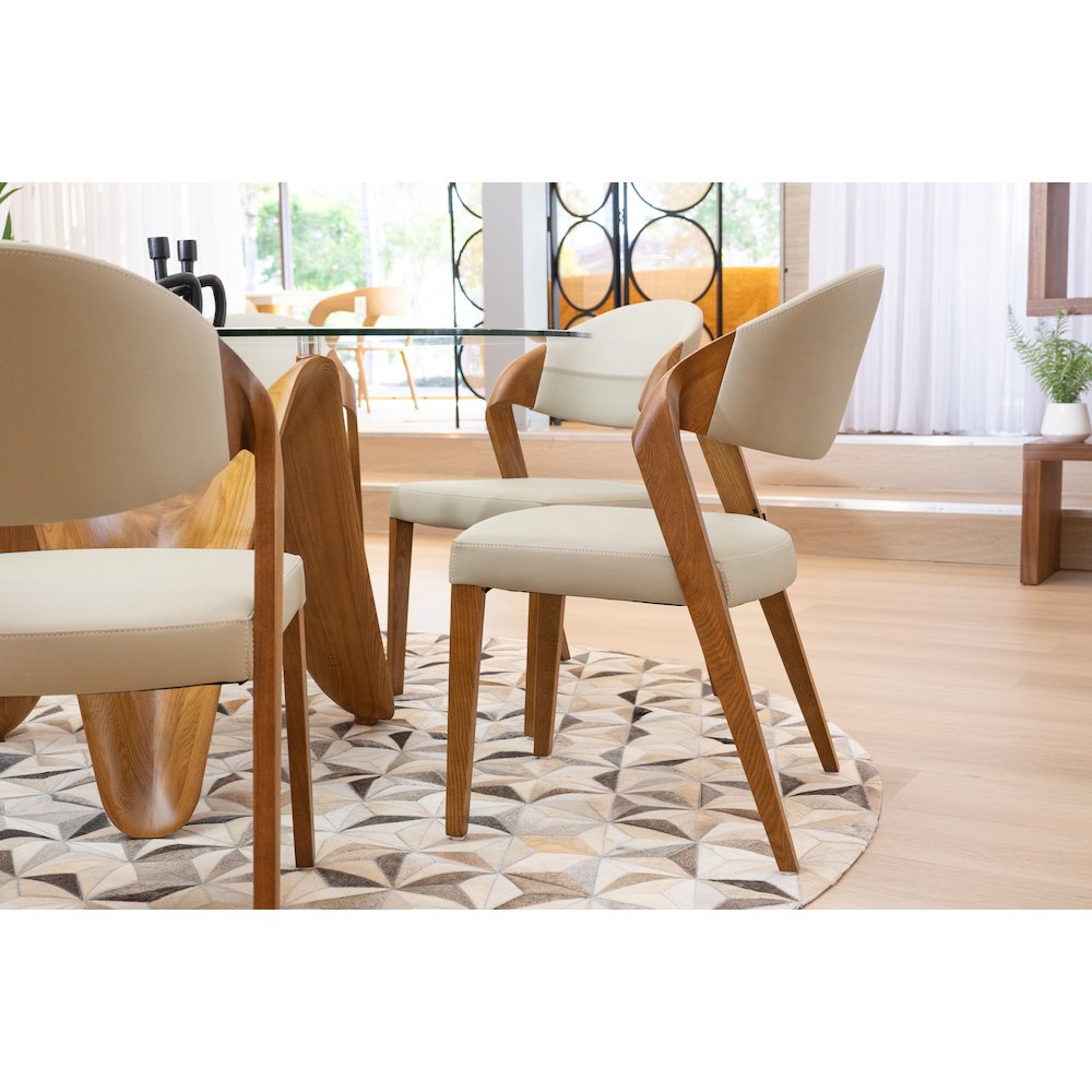 Arlo Mid-Century Beige and Walnut Dining Chair (Set of 2). Picture 2