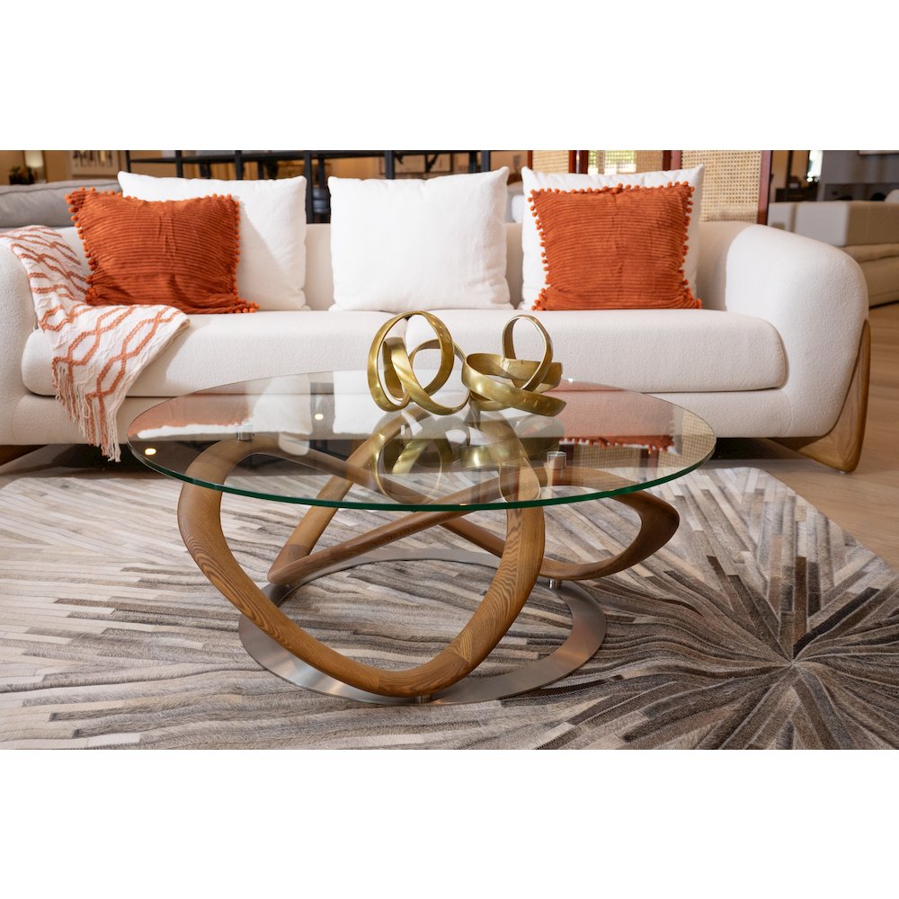 Modrest Michele - Modern Glass + Walnut Coffee Table. Picture 5