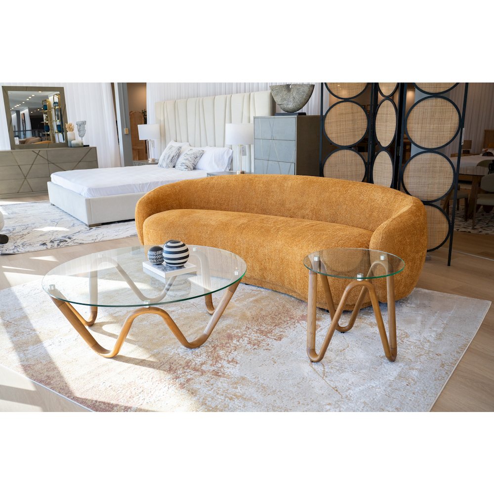 Modrest Lassen - Modern Glass & Walnut End Table. Picture 5