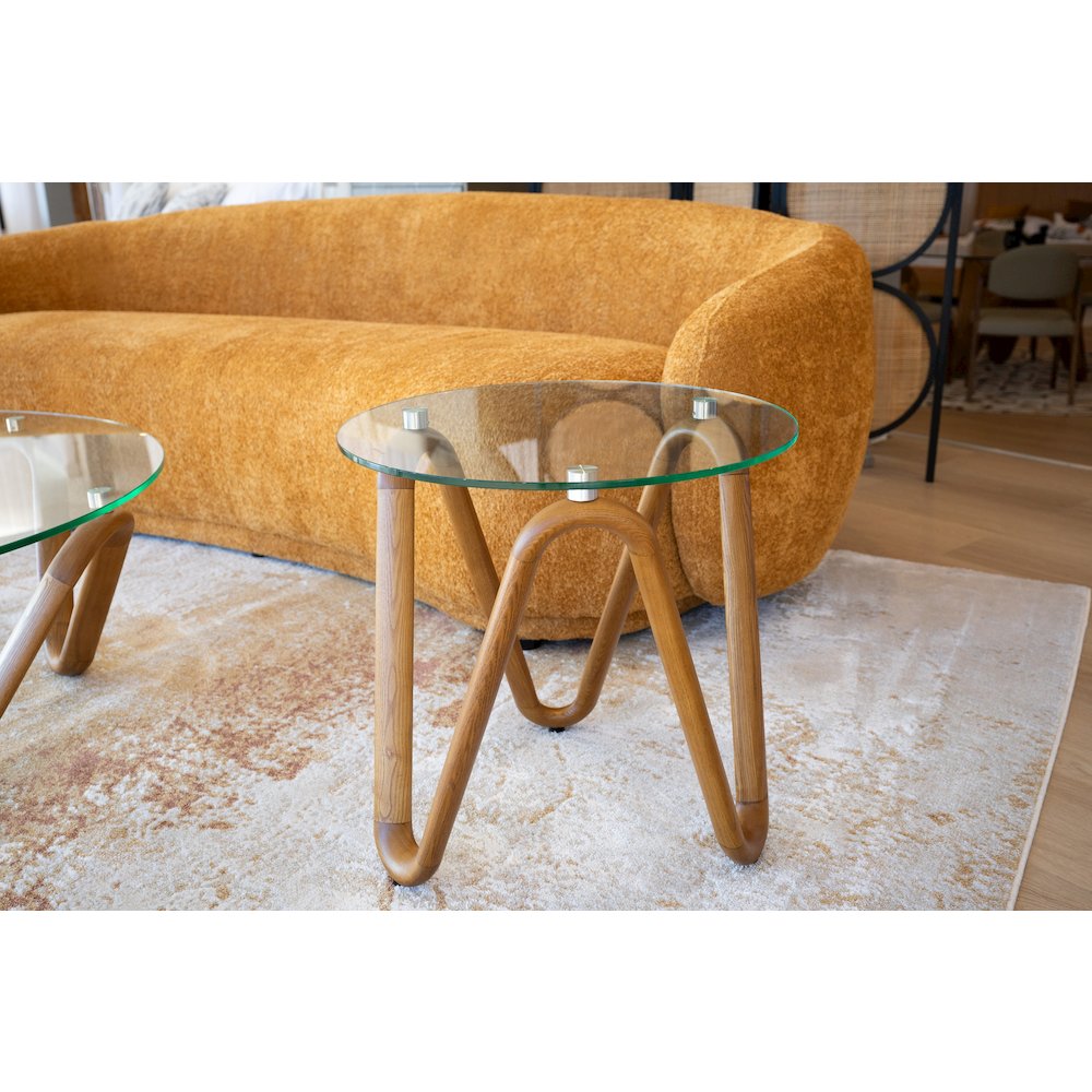 Modrest Lassen - Modern Glass & Walnut End Table. Picture 6