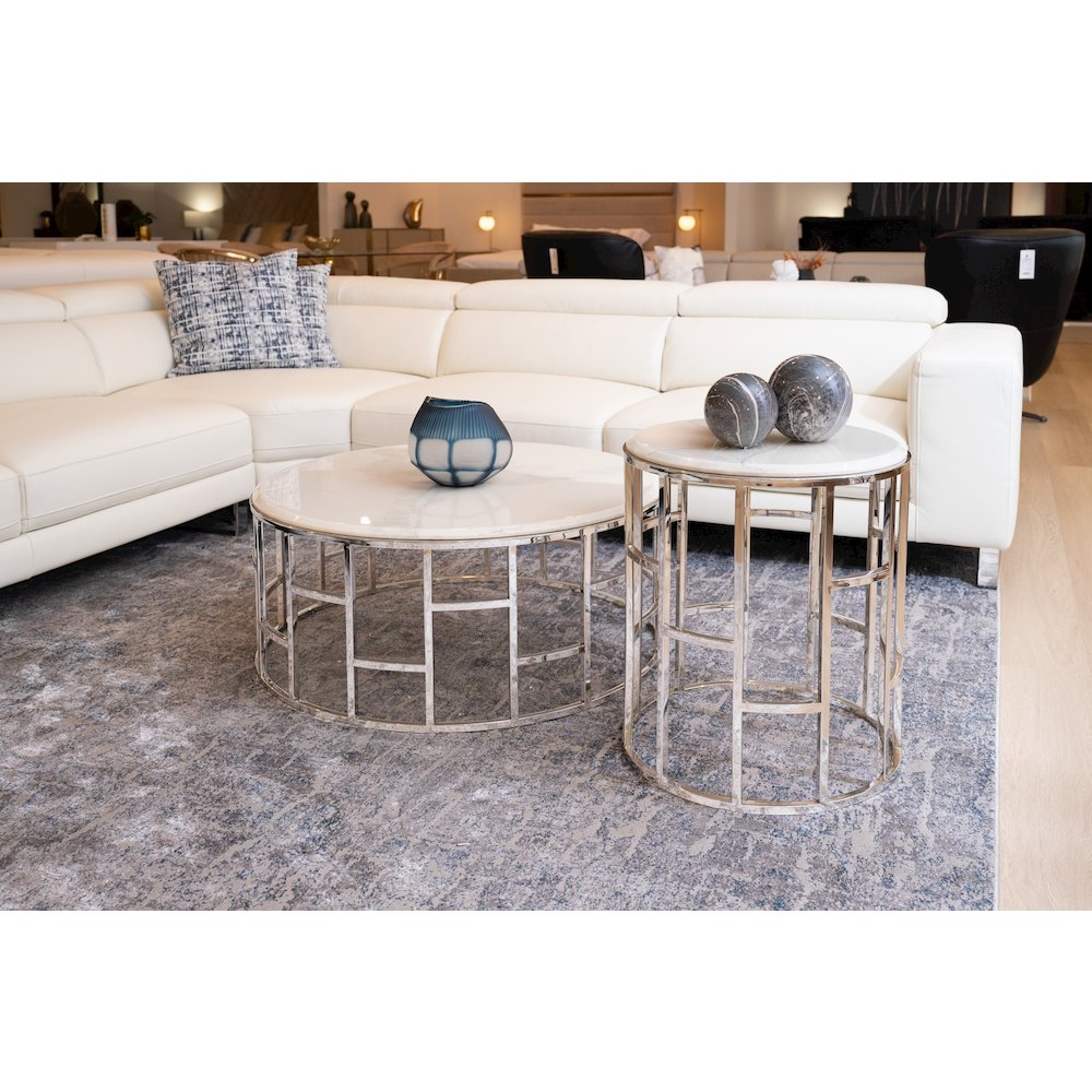 Modrest Silvan Modern Marble & Stainless Steel End Table. Picture 5