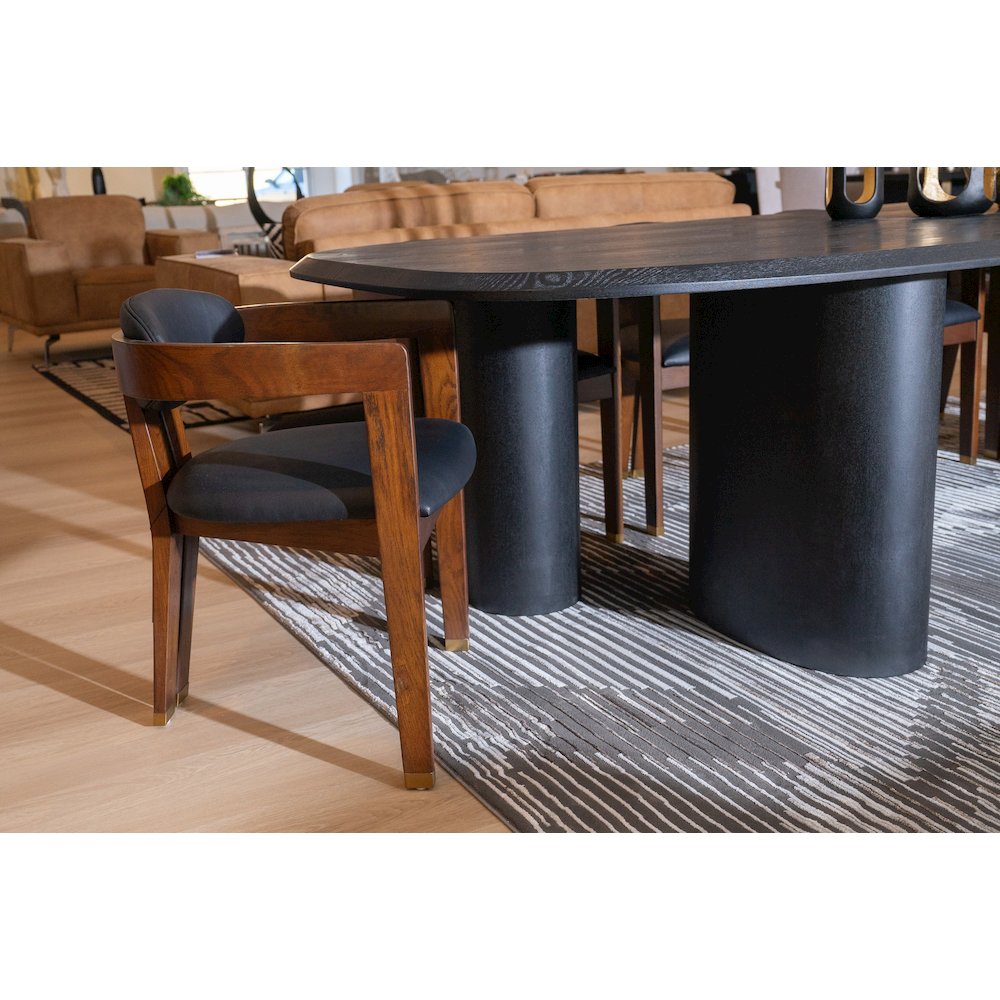 Modrest Belton - Modern Black Vegan Leather + Brown Oak Dining Chair. Picture 6
