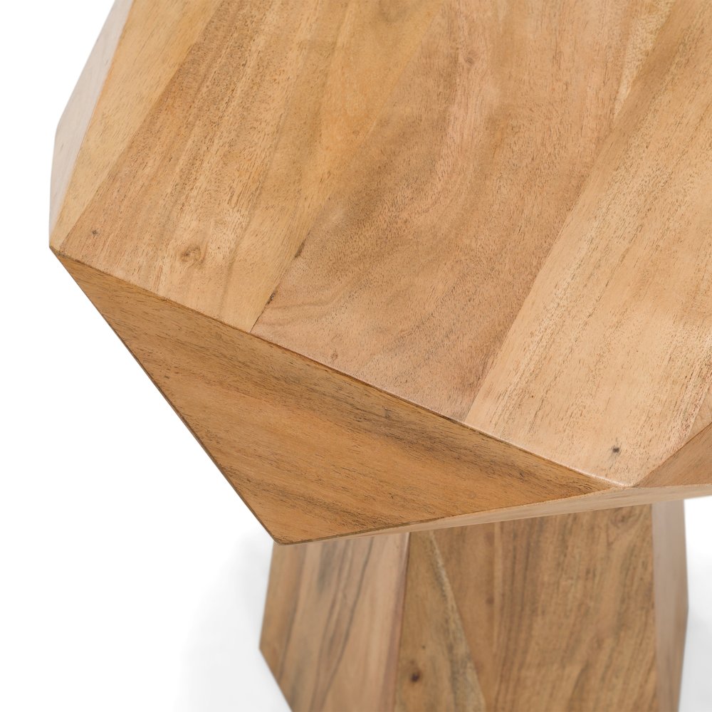 Duffy - Modern Acacia Pentagon End Table. Picture 3