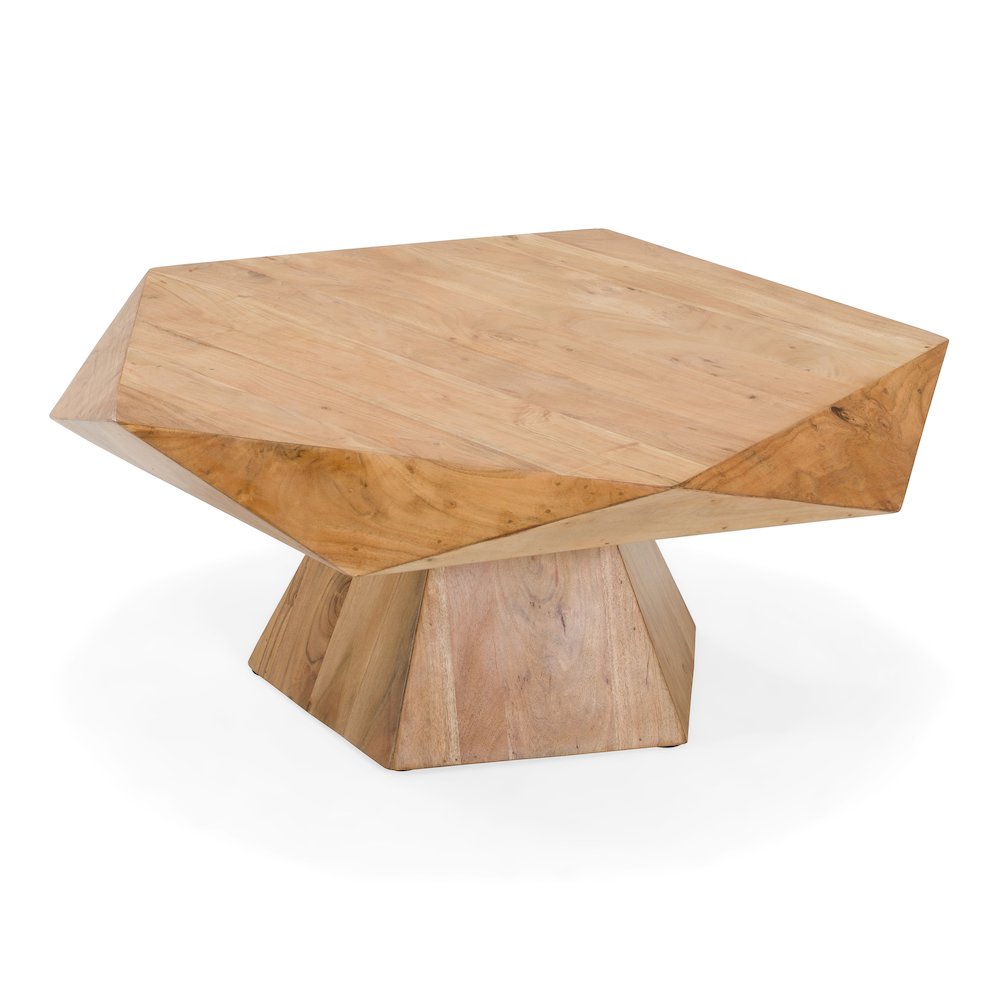 Duffy - Modern Acacia Pentagon Coffee Table. Picture 2