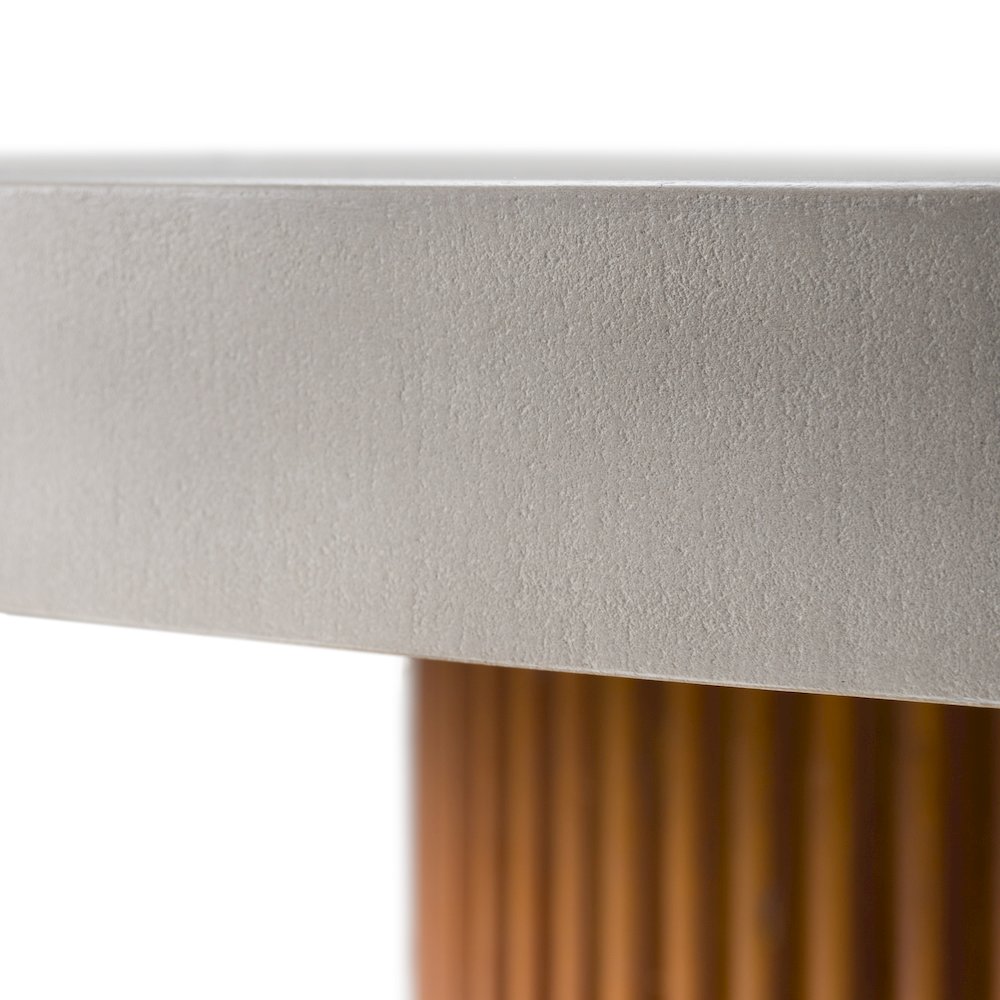 Modrest Duncan - Modern Faux Concrete + Walnut Round Dining Table. Picture 5