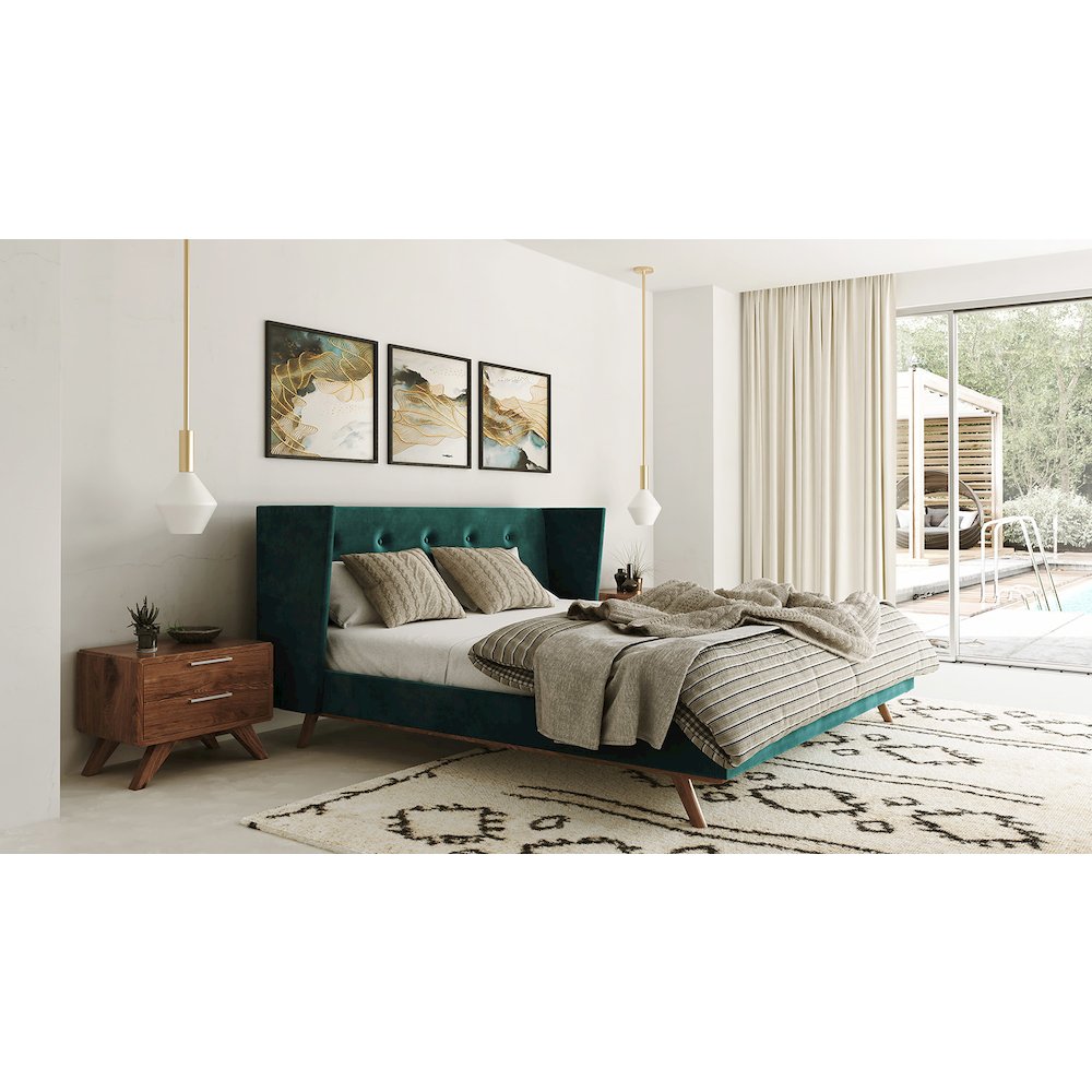 Nova Domus Durango - Queen Modern Green and Walnut Bed. Picture 7