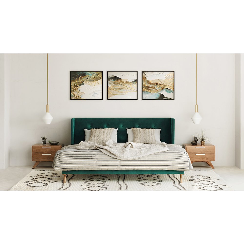Nova Domus Durango - Queen Modern Green and Walnut Bed. Picture 6