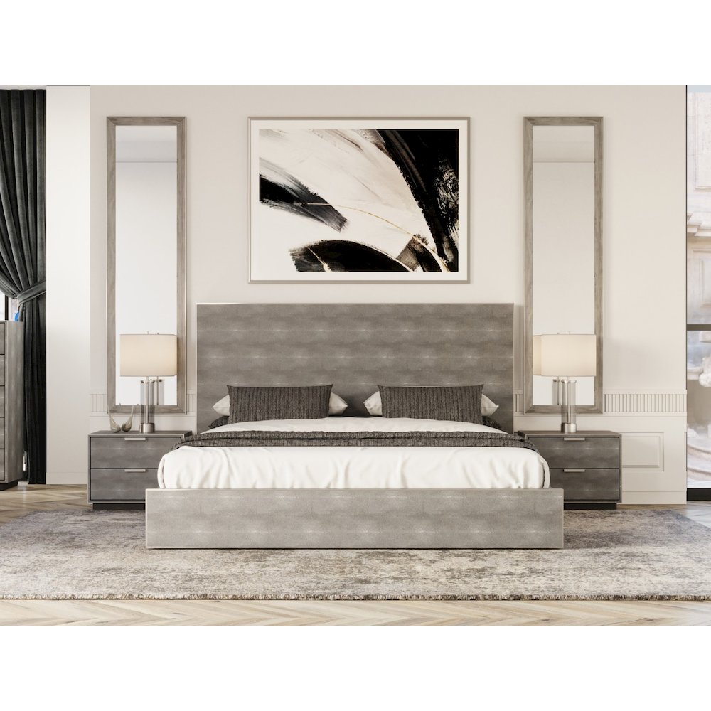 Modrest Dynasty - Eastern King Modern Shagreen Bed. Picture 5