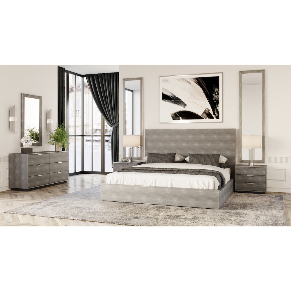 Modrest Dynasty - Eastern King Modern Shagreen Bed. Picture 6