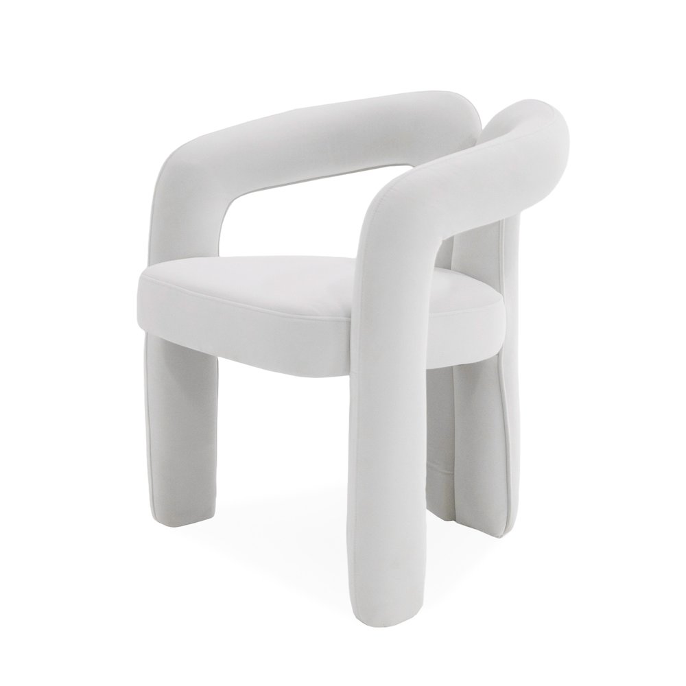 Ellen - Glam White Velvet Dining Chair. Picture 2