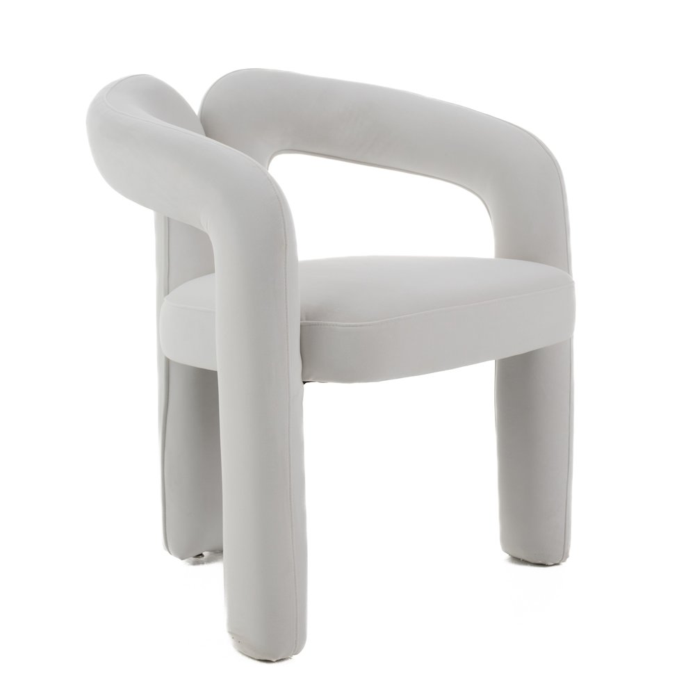 Ellen - Glam White Velvet Dining Chair. Picture 4