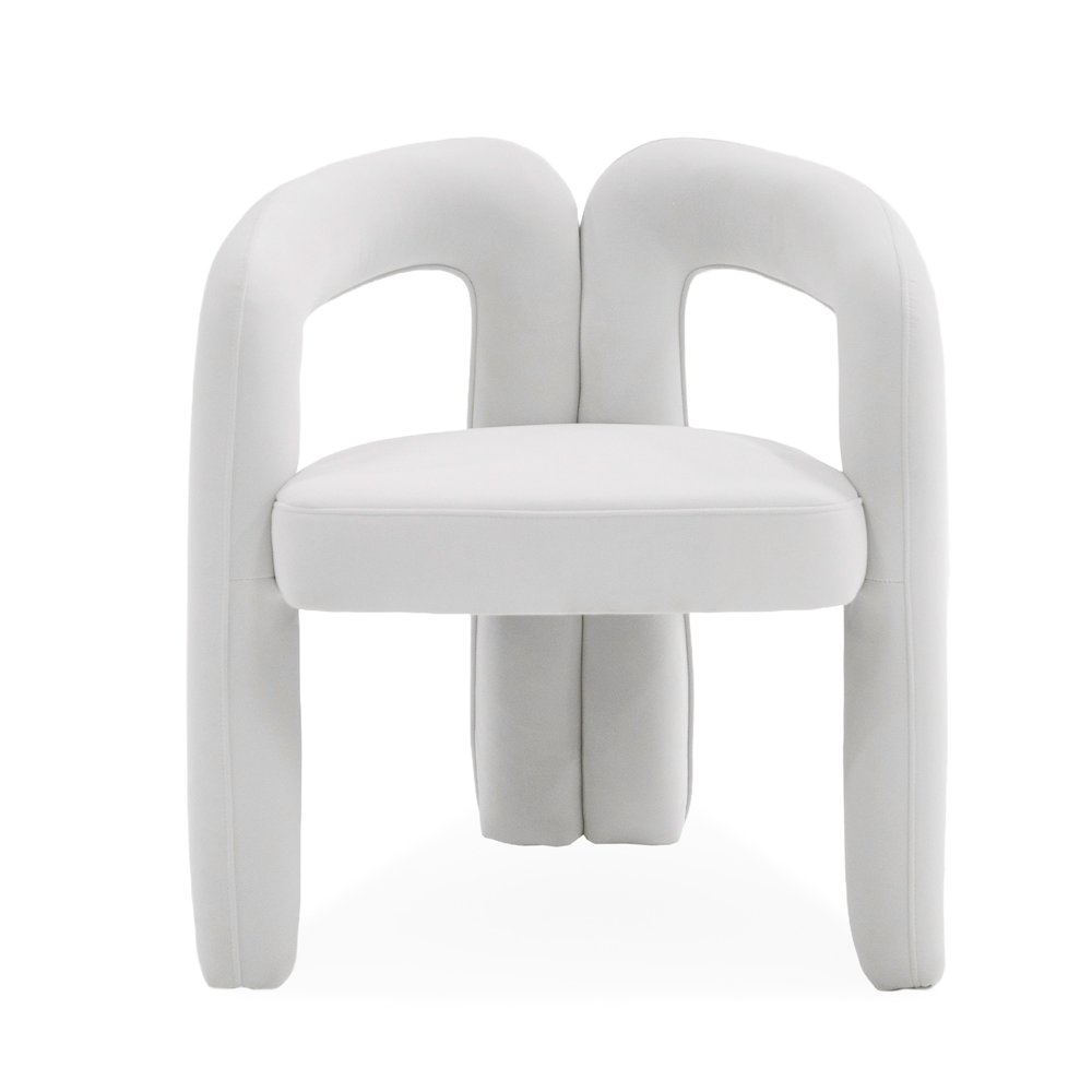Ellen - Glam White Velvet Dining Chair. Picture 1