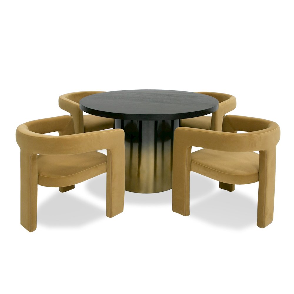 Modrest Elmira - Glam Black Ash + Gradient Stainless Steel Round Dining Table. Picture 2