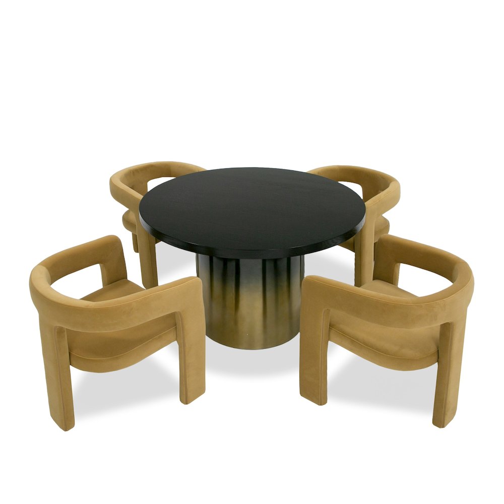 Modrest Elmira - Glam Black Ash + Gradient Stainless Steel Round Dining Table. Picture 3