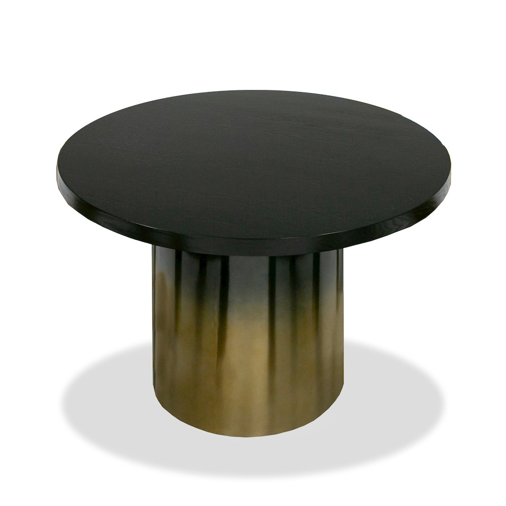 Modrest Elmira - Glam Black Ash + Gradient Stainless Steel Round Dining Table. Picture 5