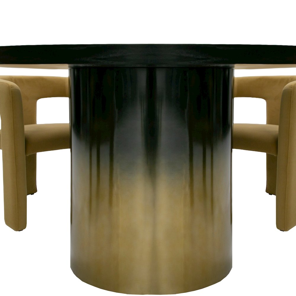 Modrest Elmira - Glam Black Ash + Gradient Stainless Steel Round Dining Table. Picture 6