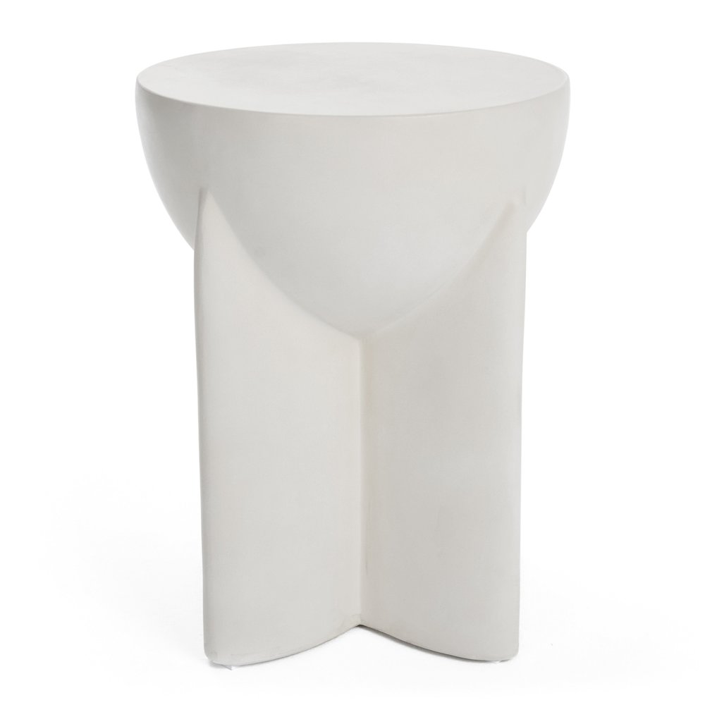 Elsa - Modern Oyster Concrete Round End Table. Picture 1