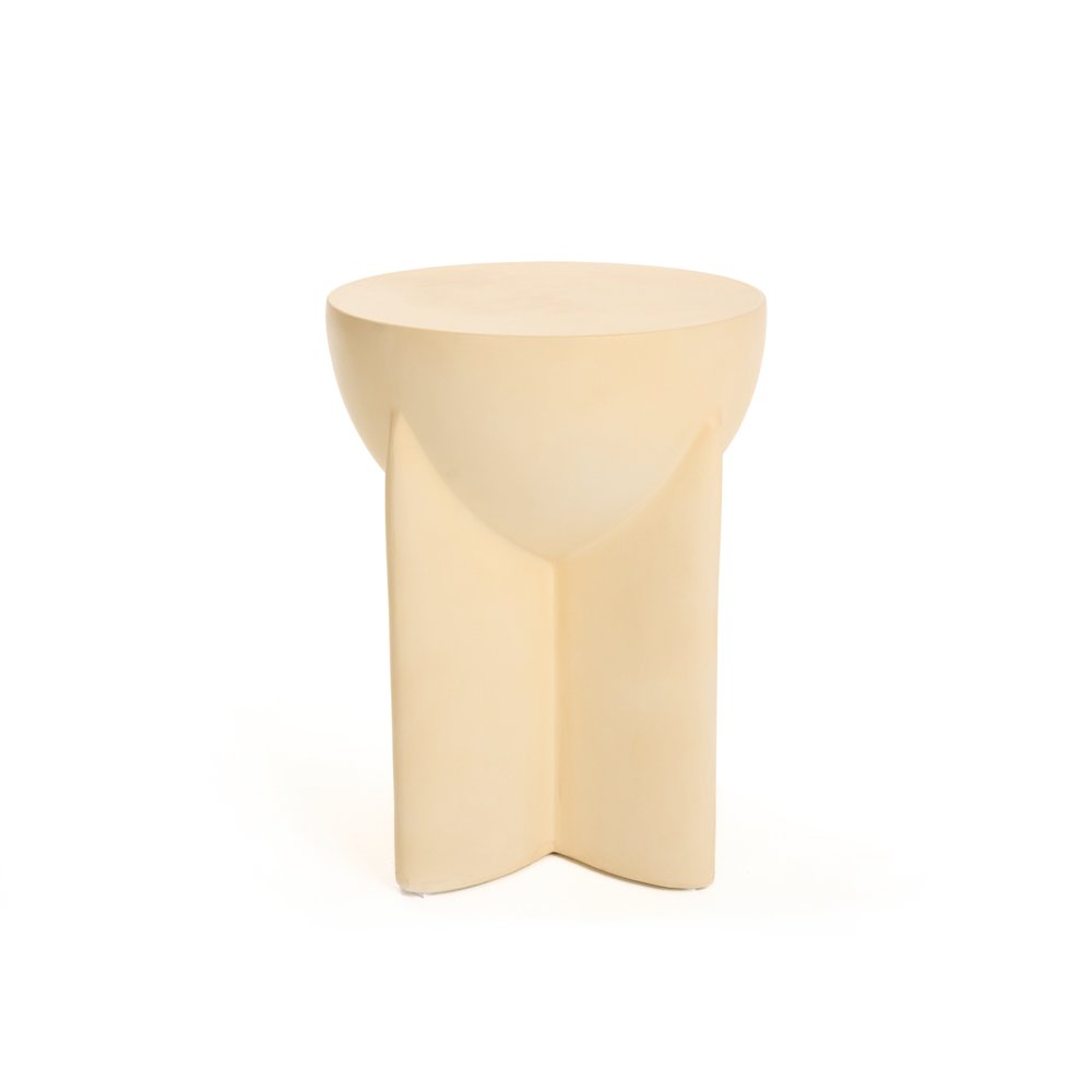 Modrest Elsa - Modern Beige Concrete Round End Table. Picture 1