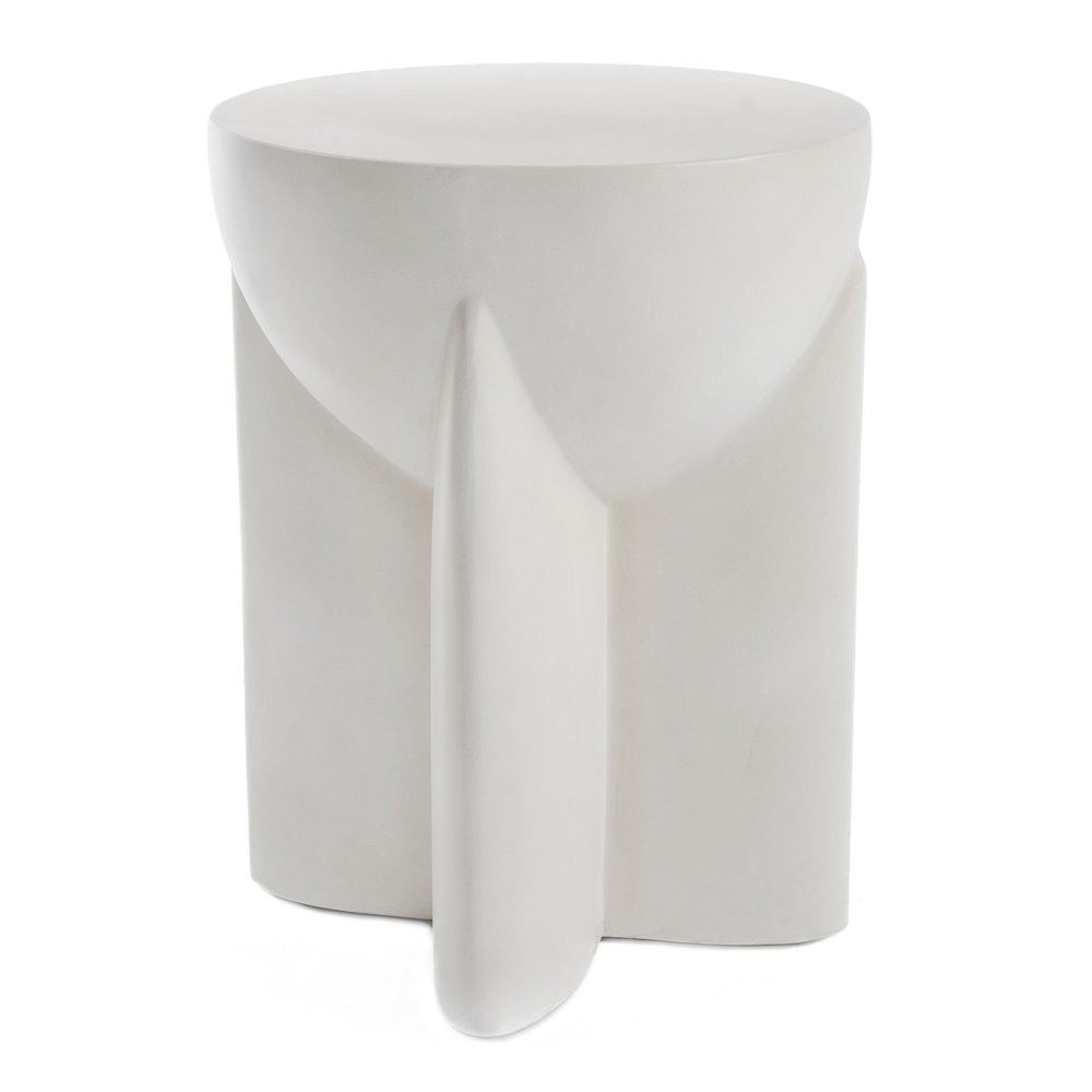Elsa - Modern Oyster Concrete Round End Table. Picture 2