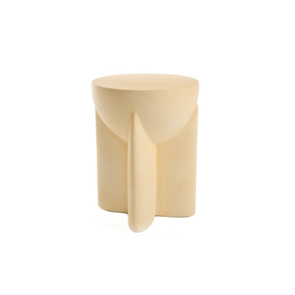 Modrest Elsa - Modern Beige Concrete Round End Table. Picture 6