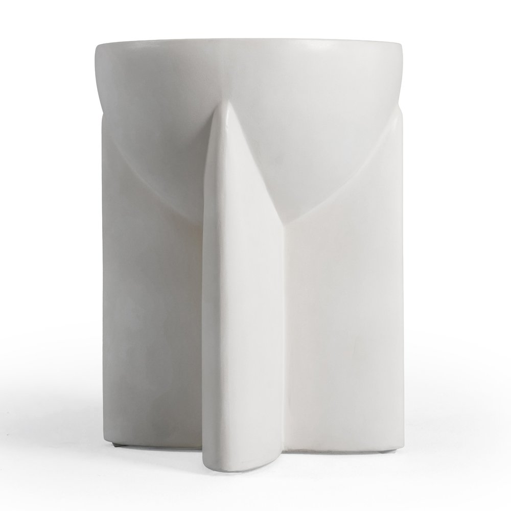 Elsa - Modern Oyster Concrete Round End Table. Picture 3
