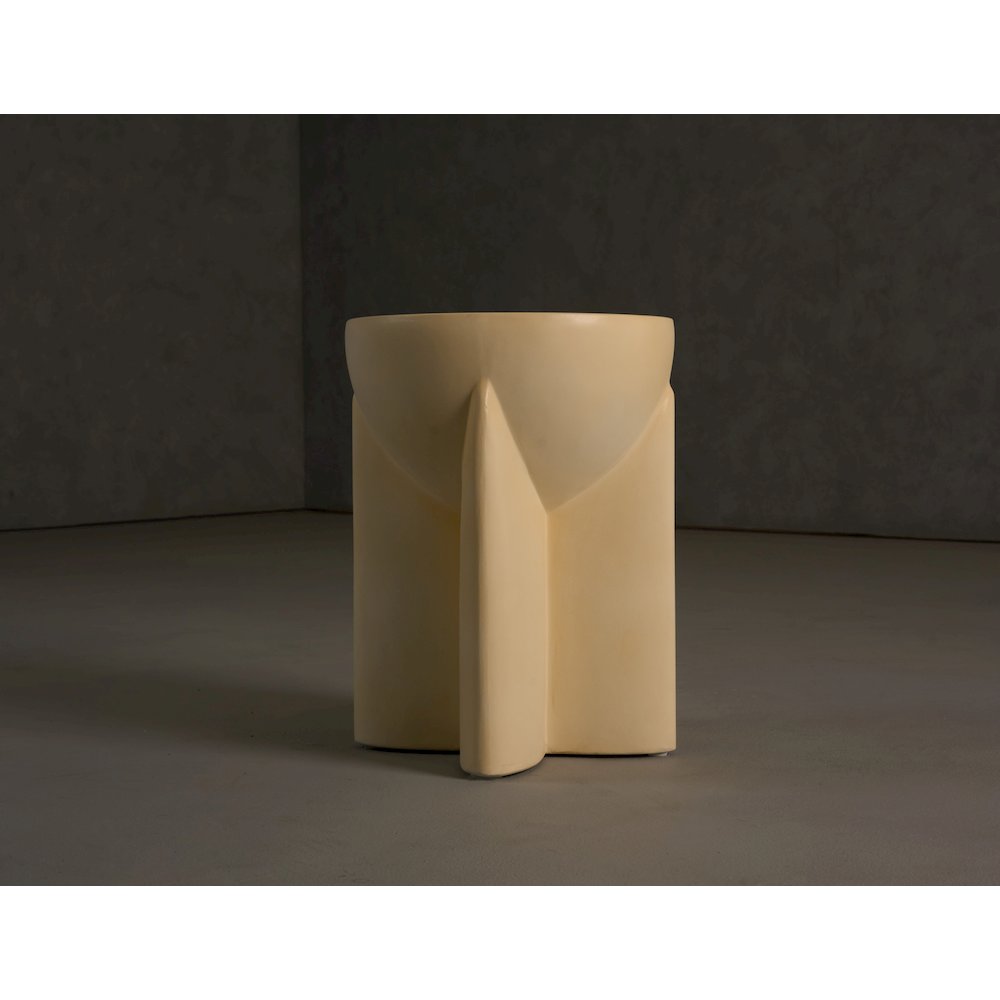 Modrest Elsa - Modern Beige Concrete Round End Table. Picture 7