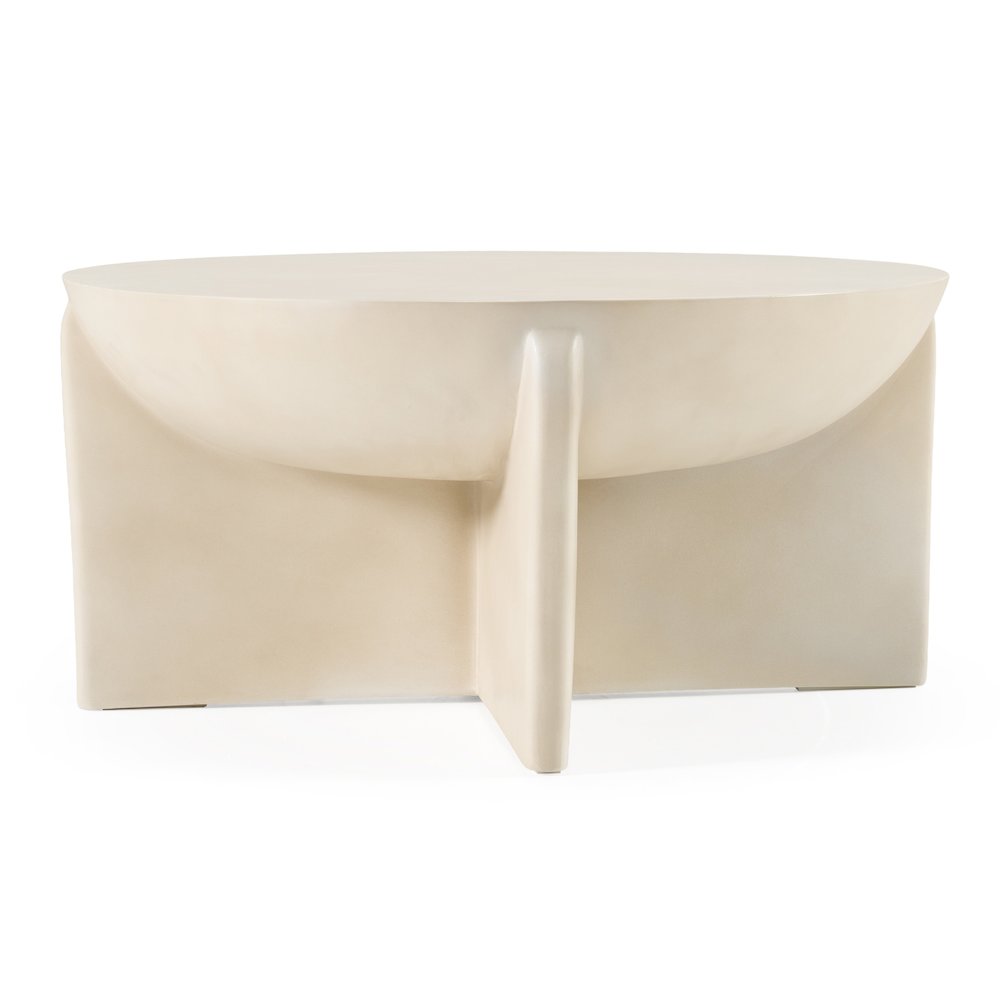 Elsa - Modern Oyster Concrete Round Coffee Table. Picture 1