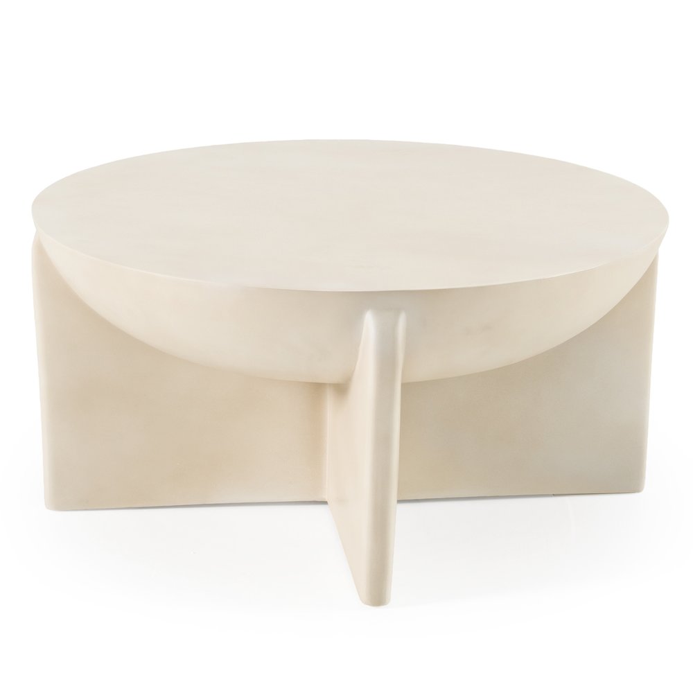 Elsa - Modern Oyster Concrete Round Coffee Table. Picture 2