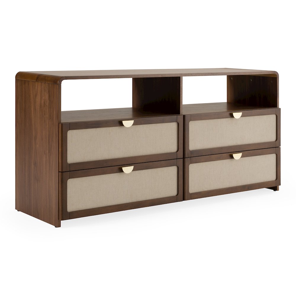 Emilio - Modern Natural Burlap Walnut Dresser. Picture 5