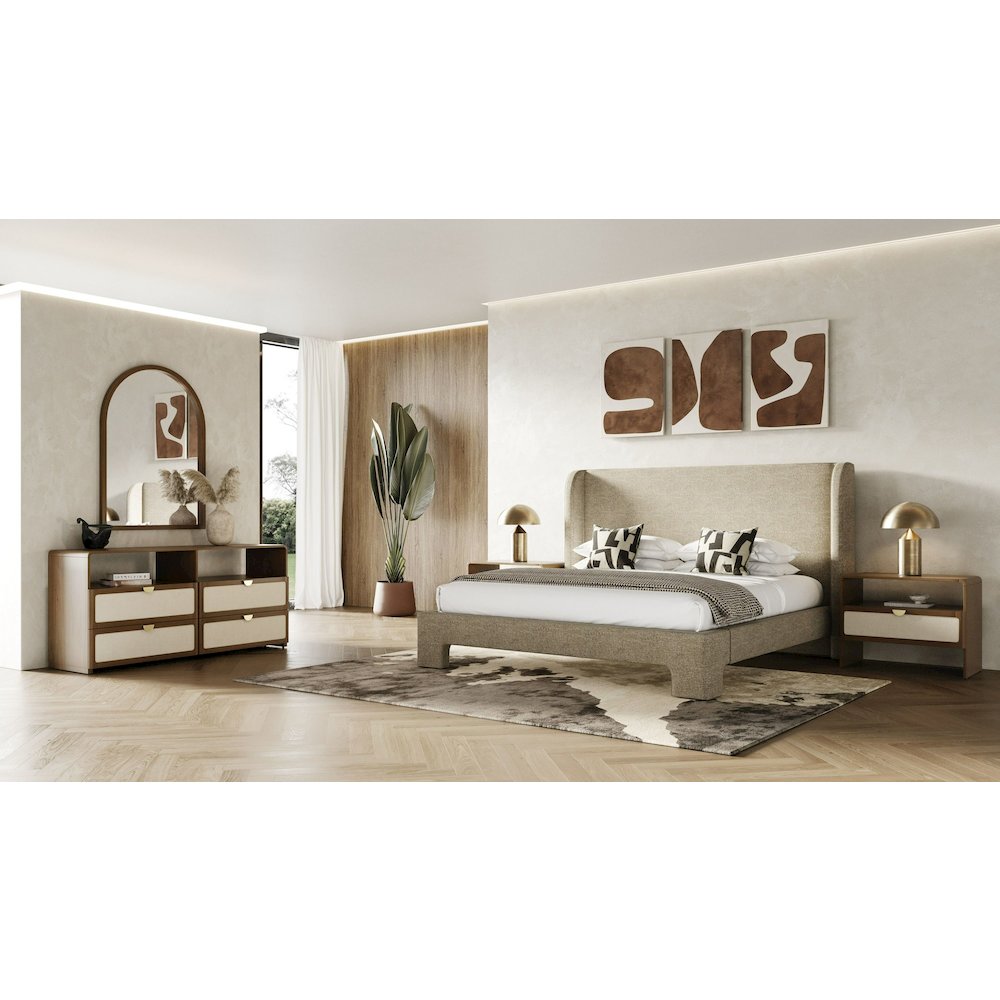 Emilio - Modern Beige Fabric Eastern King Bed. Picture 3