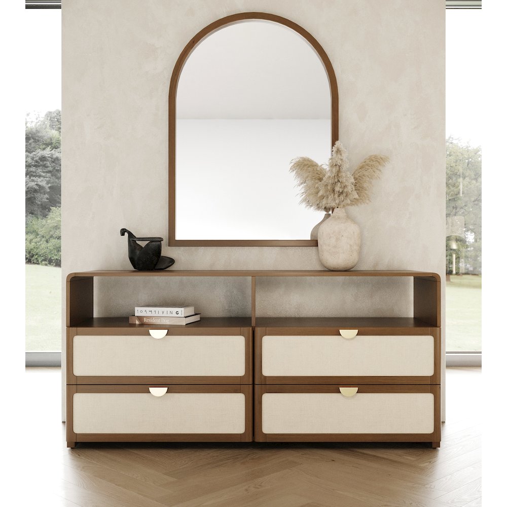 Emilio - Modern Natural Burlap Walnut Dresser. Picture 2