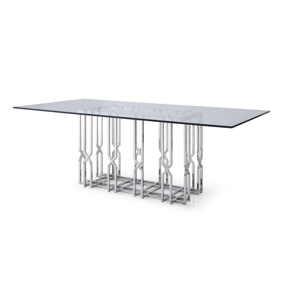 Modrest Ericson - Modern Glass & Stainless Steel Dining Table. Picture 2