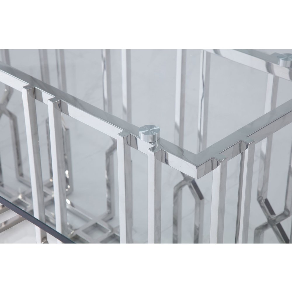Modrest Ericson - Modern Glass & Stainless Steel Dining Table. Picture 4