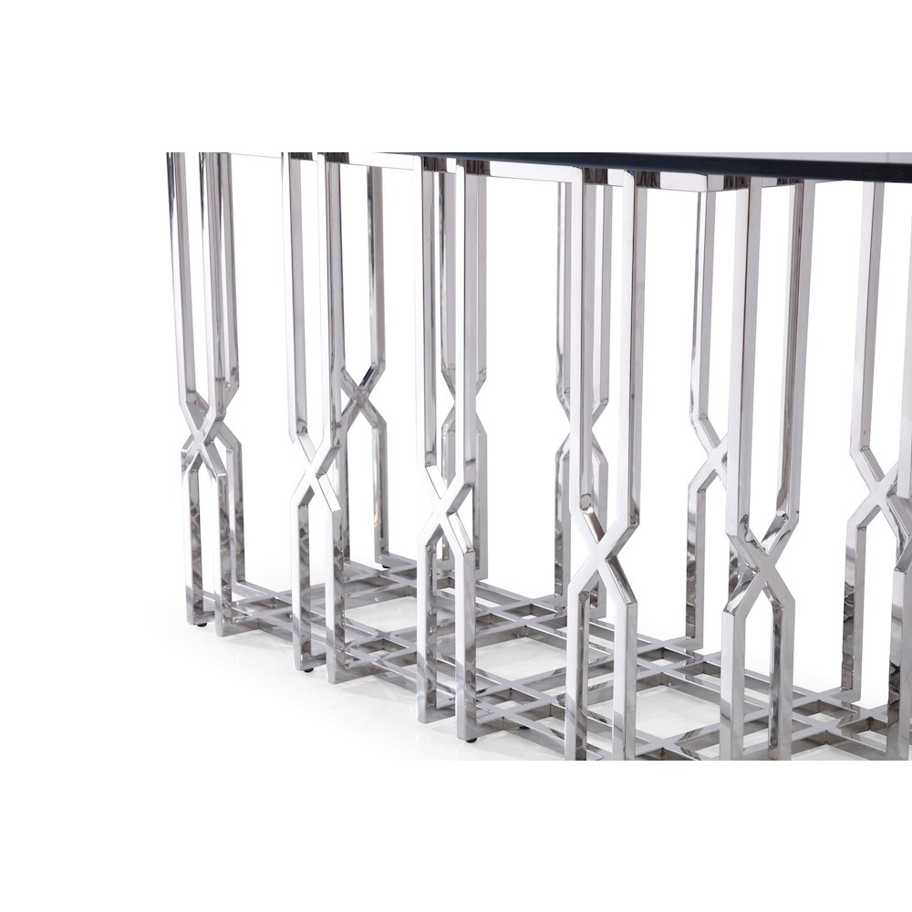 Modrest Ericson - Modern Glass & Stainless Steel Dining Table. Picture 5