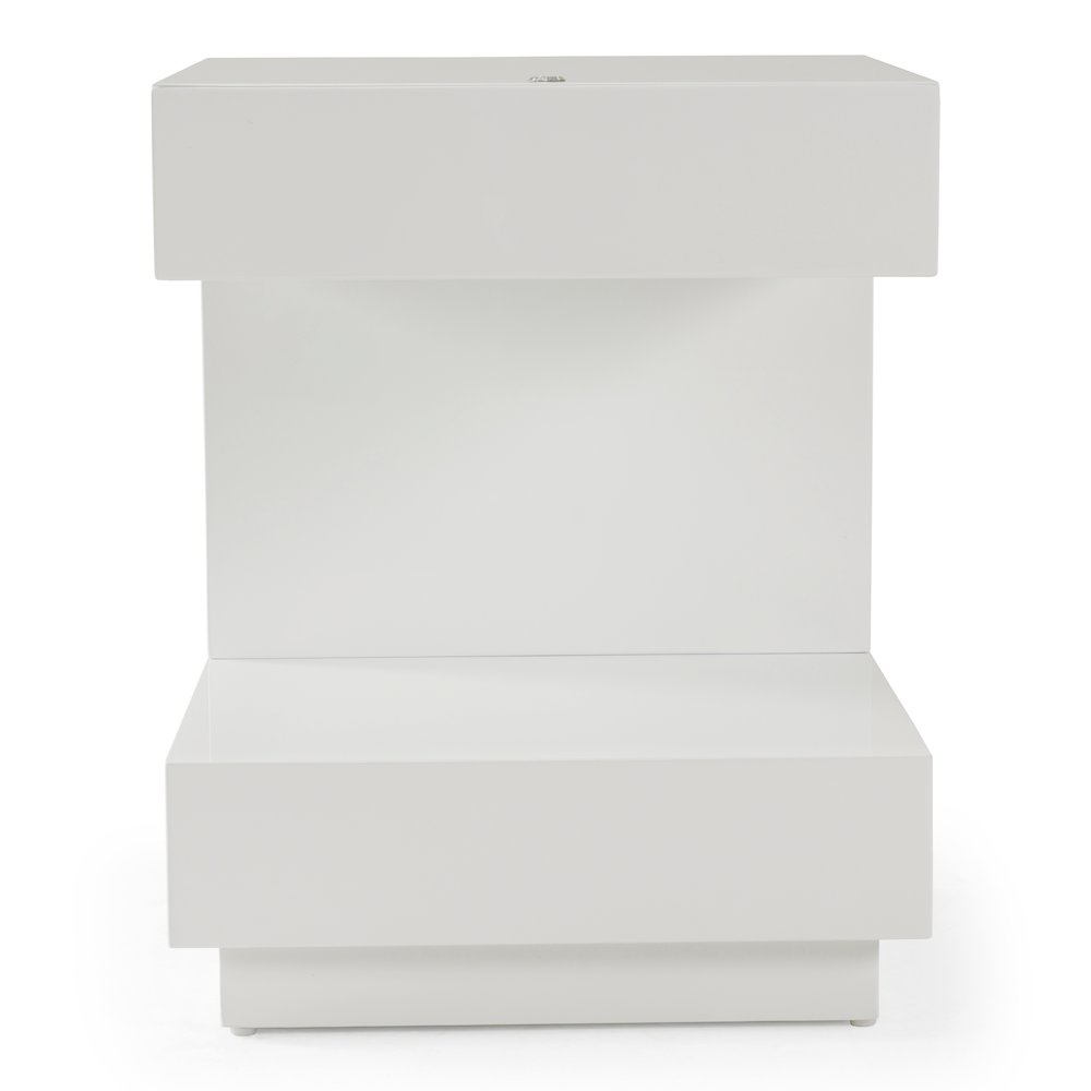 Esso Modern White Glossy Tall Nightstand. Picture 1