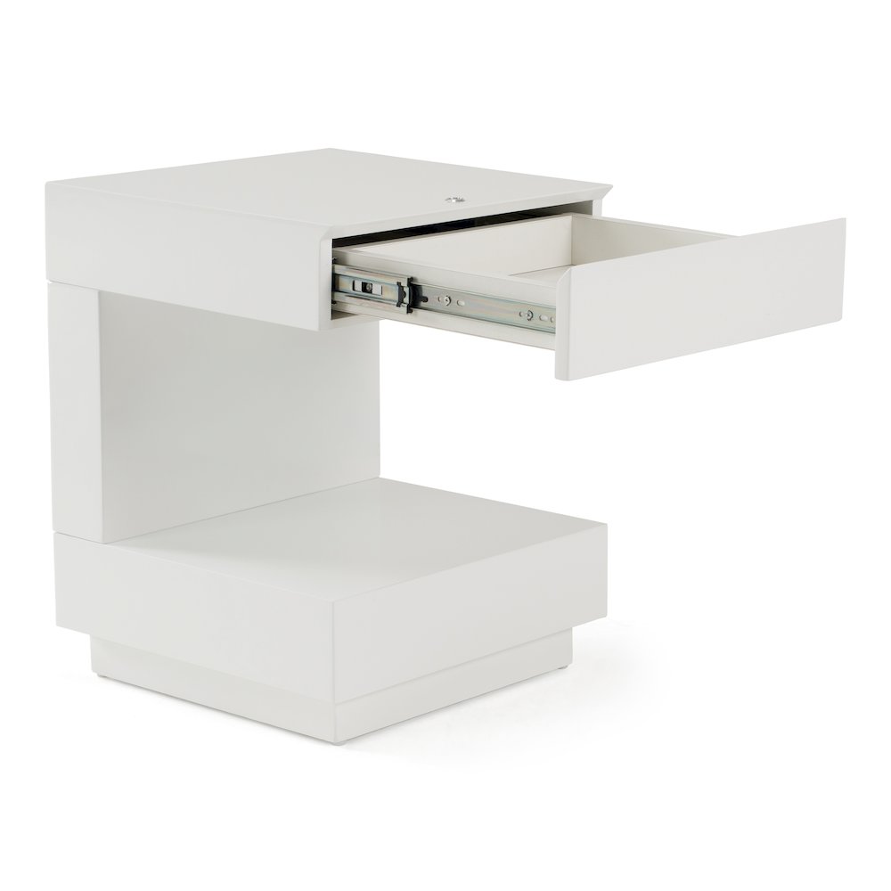 Esso Modern White Glossy Tall Nightstand. Picture 3