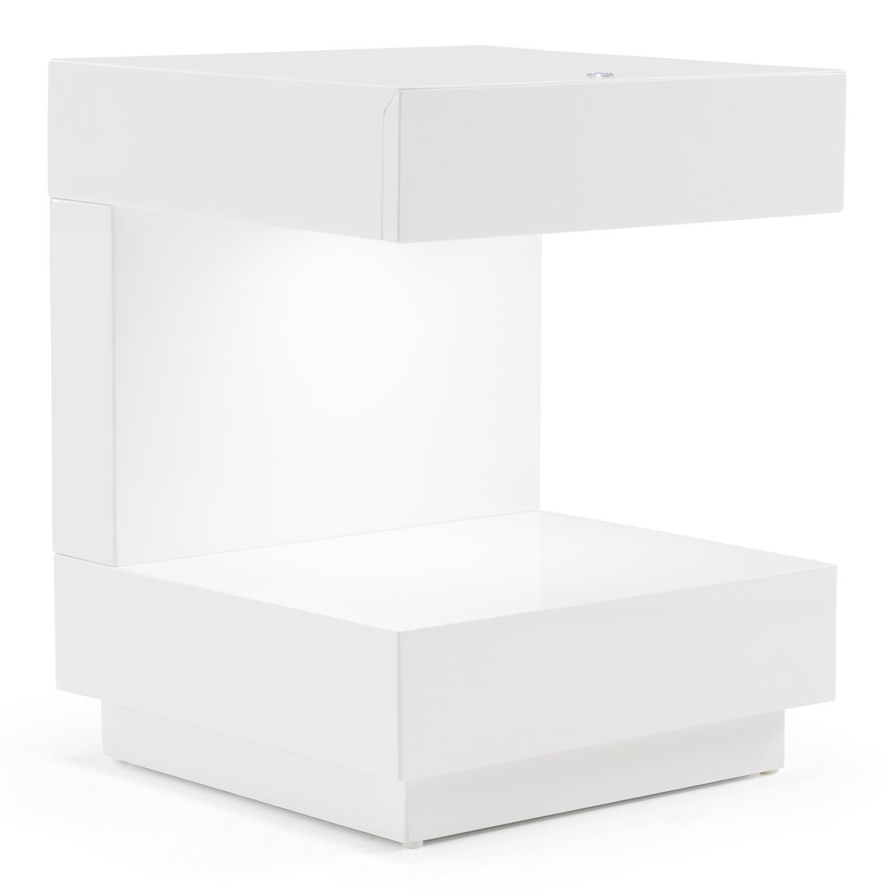Esso Modern White Glossy Tall Nightstand. Picture 4